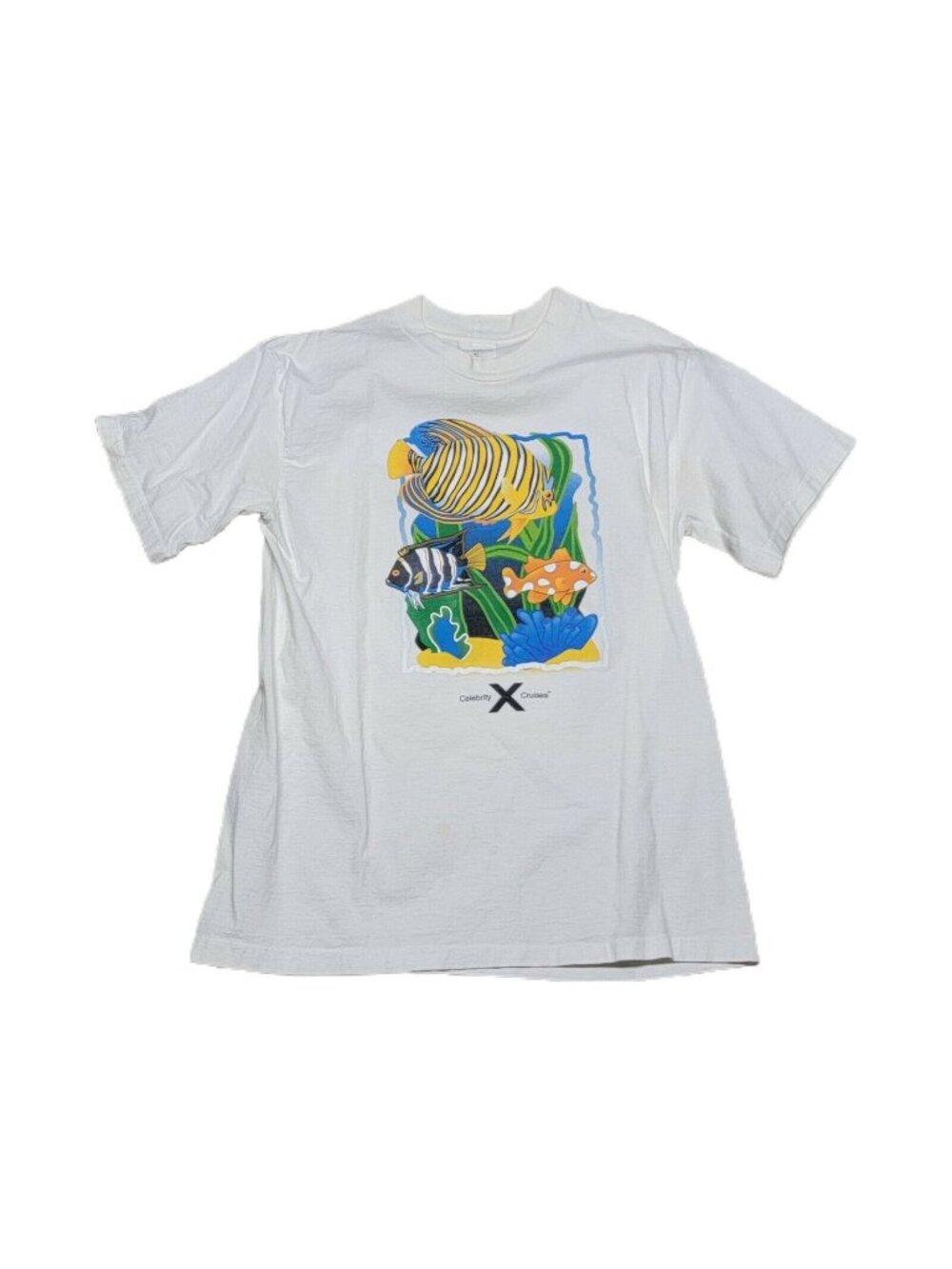 Vintage 90s Celebrity Cruises Single Stitch T-Shirt Men XL White Clown fish